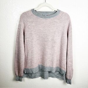 COS Pink Gray Wool Alpaca Blend Boxy Crew Neck Sweater Size Medium